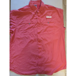 Reel Legends Men's Shirt Fishing Vented Red Short Sleeve Pockets Size L